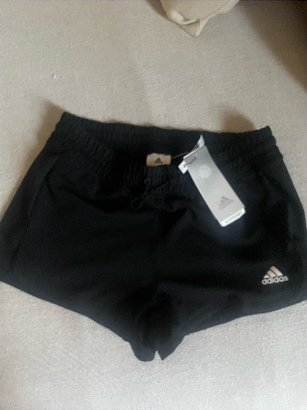 NWT.  adidas Black Women's Athletic Shorts with White Logo